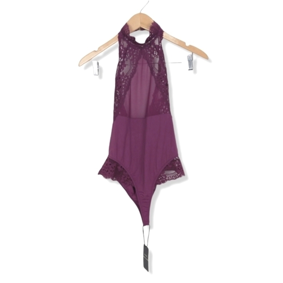 Sexy Lace & Mesh Teddy in Raspberry - Picture 9 of 10